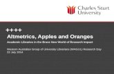 Altmetrics apples and oranges