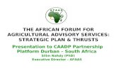 THE AFRICAN FORUM FOR AGRICULTURAL ADVISORY SERVICES: STRATEGIC PLAN & THRUSTS