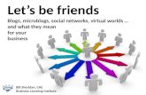Let's be friends: Blogs, microblogs, social networks, virtual worlds ... and what they mean for your business