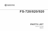Kyocera FS 720 820 920 Part List service manual