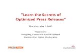 Social Media And Press Release Optimization May09 Webinar Slides