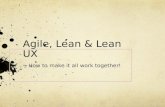 Agile + Lean Startup principles + Lean UX -> How to make it all work together!