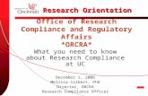 Office of Research Compliance and Regulatory Affairs ORCRA