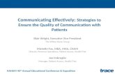 Communicating Effectively:  Strategies to Ensure the Quality of Communication with Patients