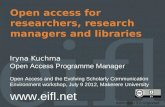 Open access for researchers, research managers and libraries