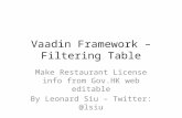 Vaadin filtering table example