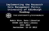 Implementing the Research Data Management Policy: University of Edinburgh Roadmap