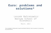 Leszek Balcerowicz: Euro: problems and solutions
