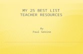 My 25 Best List Teachers Resource