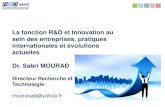 Fonction R&D et Innovation au sein des entreprises, pratiques internationales et évolutions actuelles
