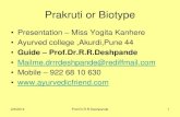 Ayurvedic Prakruti or biotype By Prof.Dr.R.R.Deshpande,Pune,India