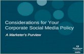 Considerations for Social Media Policy: A Marketer's Purview - 2012