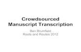 Roots and Routes: Crowdsourced Manuscript Transcription Workshop
