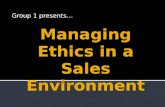 Managing ethics in a sales environment
