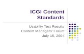 ICGI Content Standards: Usability Test Results, Content Managers’ Forum
