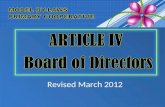 By Laws Primary Cooperative Article IV Board of Directors