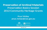 Preservation of Archive Materials by Prue McKay