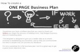 A quick ONE PAGE Business Plan Template