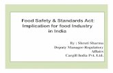 FSSAI Implication for Food Industry in India 2013