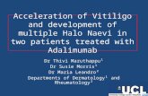 Title-deterioration of vitiligo and de novo onset of Halo Naevi in two patients receiving adalimumab.