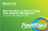BBCON 2014 Best Practices in Raiser's Edge Data Integrity Management by Nadine Francis of Pomona College