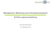 Management, Marketing & Informationssysteme - Einführungsveranstaltung