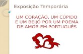 Um coração, um cúpido e um beijo por um poema de amor em português