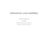 Altmetrics and visibility