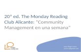 "Community Management en una semana" ponencia sobre el libro en The Monday Reading Club Alicante.