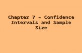 Chapter 7 – Confidence Intervals And Sample Size