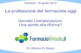 La professione del farmacista oggi Decreto Liberalizzazioni: Una spinta alla riforma?