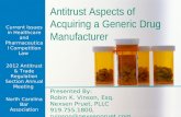 Antitrust Aspects of Acquiring a Generic Drug Manufacturer