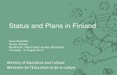 NordForsk Open Access Reykjavik 14-15/8-2014:Status and-plans-finland-ministry