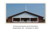 Weekly Announcements for September 30 - October 6