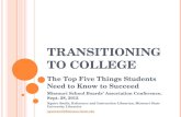 Transitioning to College: The Top Five Things Students Need to Know to Succeed