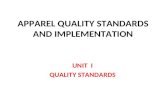 APPAREL QUALITY STANDARD AND IMPLEMENTATION