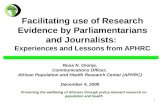 Facilitating use of Research Evidence by Parliamentarians and Journalists: Experiences and Lessons from APHRC