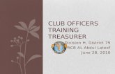Club Officers Training - Treasurer