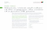 Mission, vision and values of the company  the centre of a good CSR praxis