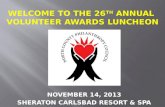 Welcome to the 26th Annual NCPC Volunteer Awards Luncheon