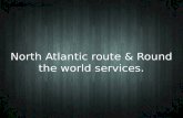 North Atlantic ocean route and round the world trade route concept.