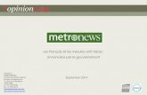 Opinionway pour Metronews / Les Français et les mesures anti-tabac annoncées par le gouvernement / Septembre2014
