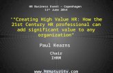 High value HR slides Paul Kearns/IHRM keynote 11 jun14
