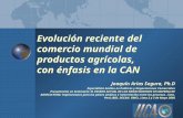 Evolución reciente del comercio mundial de productos agrícolas, con énfasis en la CAN Joaquín Arias Segura, Ph.D Especialista Andino en Políticas y Negociaciones.