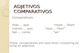 ADJETIVOS COMPARATIVOS Comparatives más … quemore … than menos … queless … than tan … comoas These comparatives are used when comparing by using an adjective.