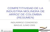 1 COMPETITIVIDAD DE LA INDUSTRIA MOLINERA DE ARROZ DE COLOMBIA (RESUMEN) INDUARROZ CONGRESO IBAGUE JUNIO 2005.