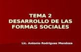 TEMA 2 DESARROLLO DE LAS FORMAS SOCIALES Lic. Antonio Rodriguez Mendoza.