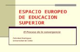 ESPACIO EUROPEO DE EDUCACION SUPERIOR El Proceso de la convergencia Felicidad Rodríguez Universidad de Cádiz.