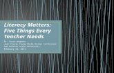 Literacy matters: Five Things Every Teacher Should Know