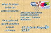 What it takes to be an entrepreneur? Milena Milicevic at Strasbourg Meetings 2013